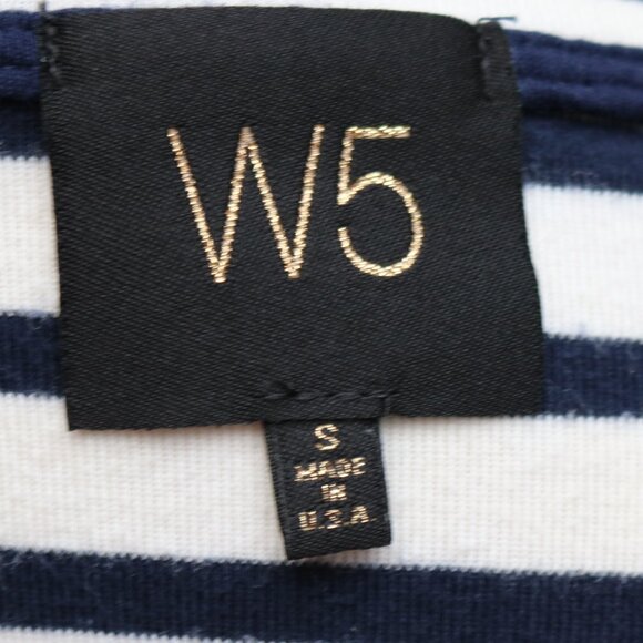 W5 for Anthropologie Blue White Stripe 3/4 Ruffle Sleeve Knit Top Sz SMALL - Picture 6 of 6